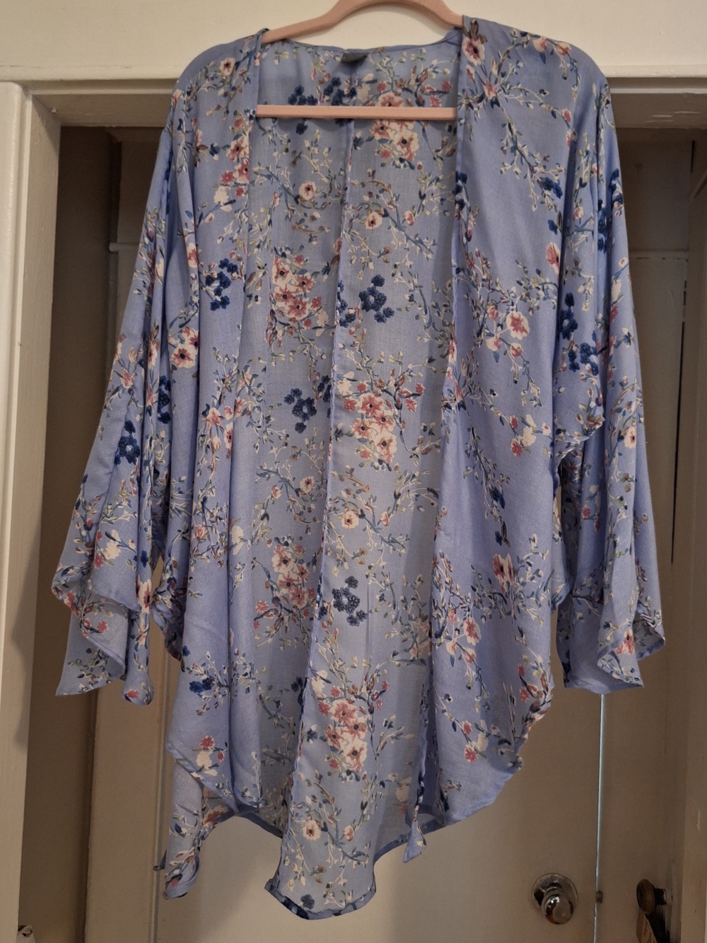 Light Blue Floral Kimono Shrug